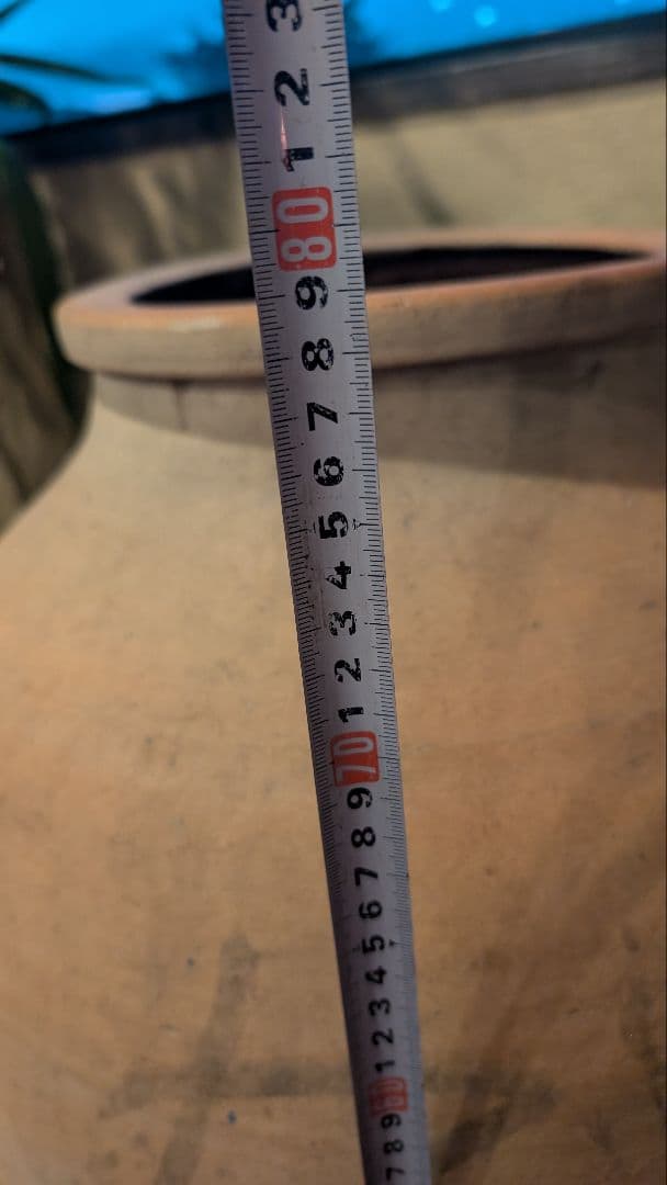 【貴重品】陶器の壺 縄文時代手書き模様 ベージュ