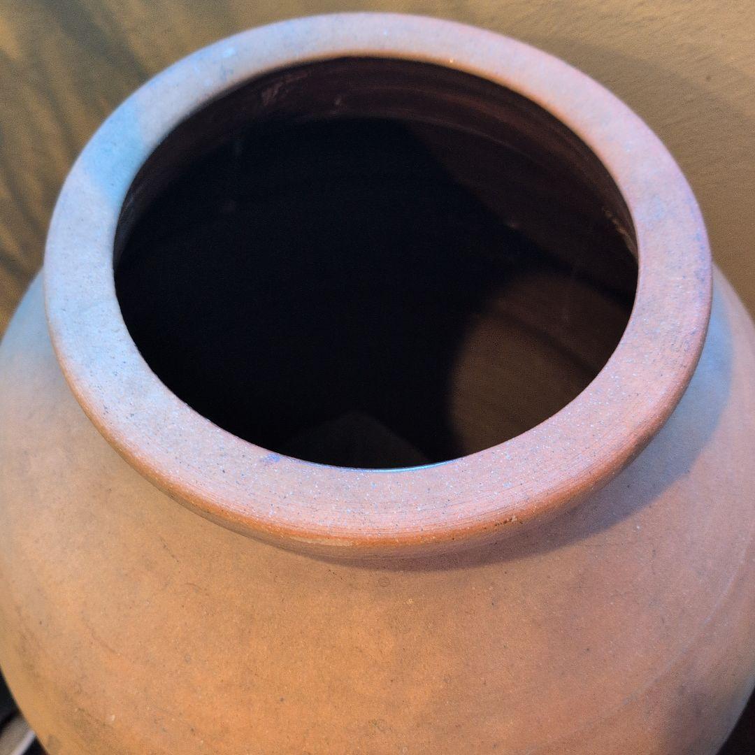 【貴重品】陶器の壺 縄文時代手書き模様 ベージュ