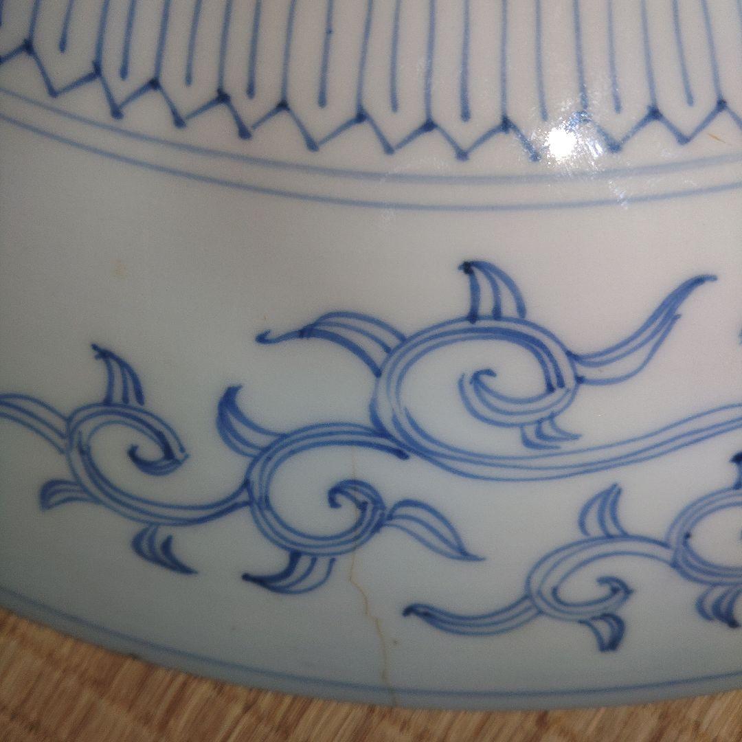 古伊万里　江戸時代　大明成化年製　幾何学文色絵皿　直径41cm