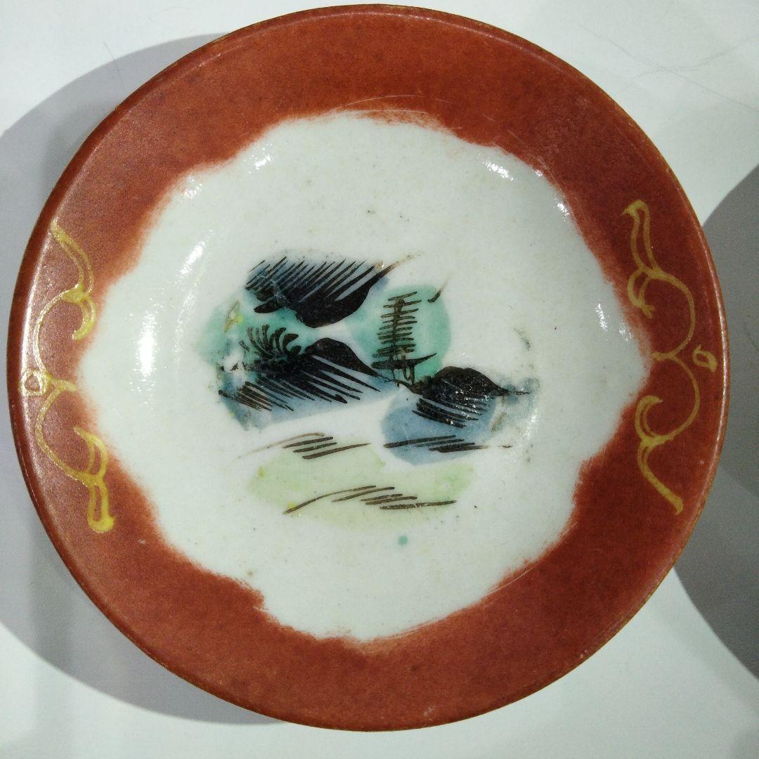 w172-3　中国古い小皿　清朝　新渡南京　十綿手４枚　A