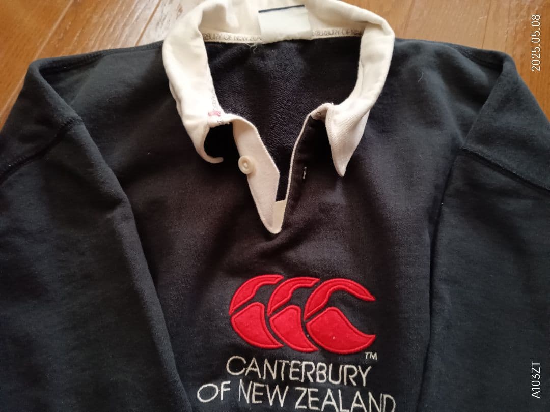 90s CANTERBURY ロゴ 刺繍 長袖 ラガー シャツ M