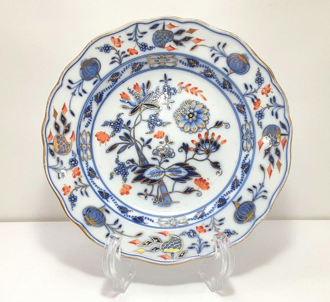 S144-1 オールドマイセン ボタン双剣 朱金オニオン プレート　ma