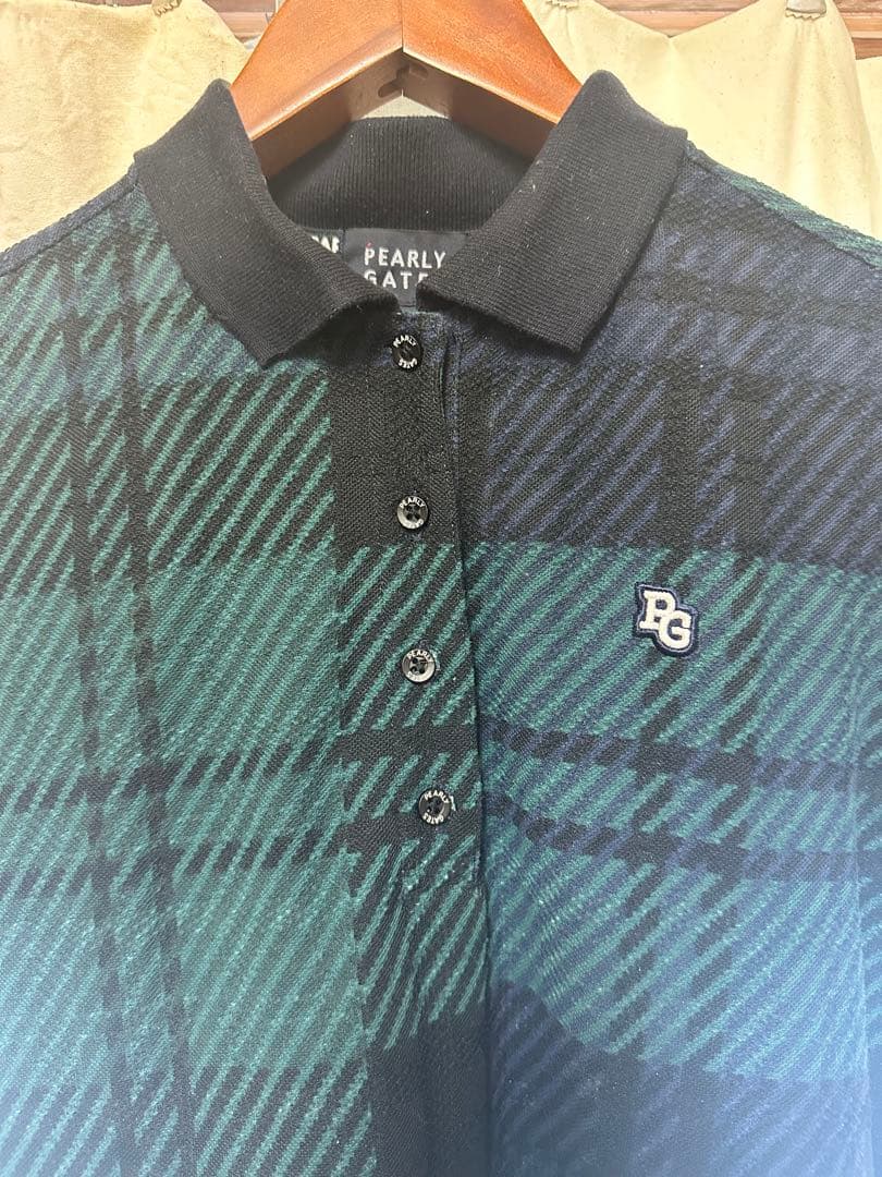 PEARLY GATES チェック柄ポロワンピース