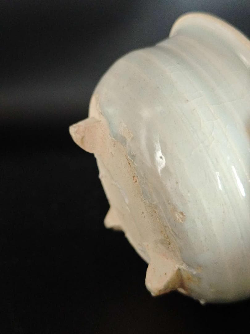 中国古美術　宋時代　青磁龍泉窯三足香炉　茶道具　唐物　旧家蔵出し(C-21)