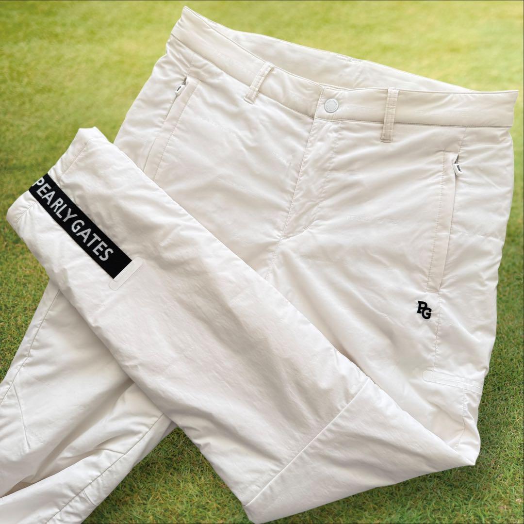 現行モデル　中綿　防寒　パーリーゲイツ　パンツ　L〜XL相当 白　総柄　5