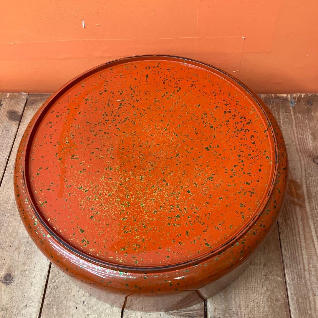 D-4 漆器 茶びつ 飯台 蓋付き桶 菓子器 天然木 伝統工芸 津軽塗 七々子塗