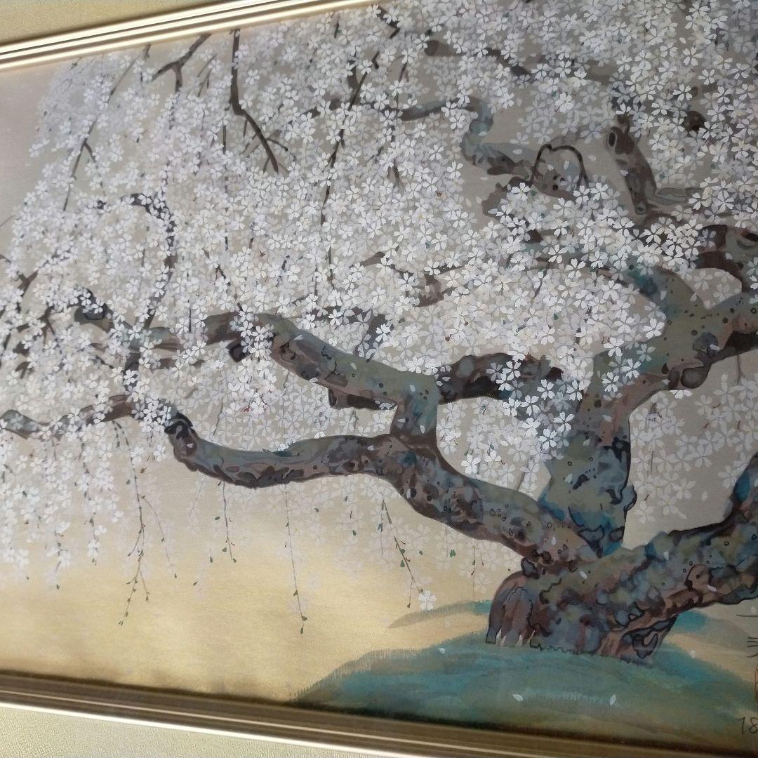 希少　夢殿の枝垂桜　中島千波　木板画