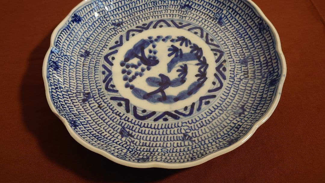 古伊万里　伊万里　染付　古染付　蛸唐草　唐草文　江戸期　蔵出し　中皿　１客