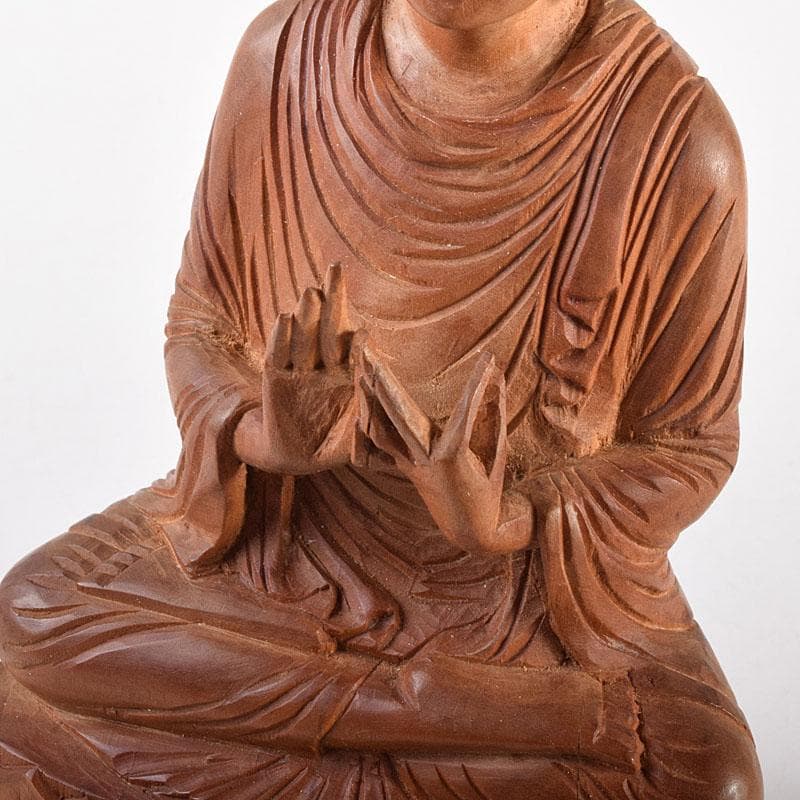 仏教美術　青佑作　白檀彫刻　釈迦座像　仏像　置物　共箱　C　7011