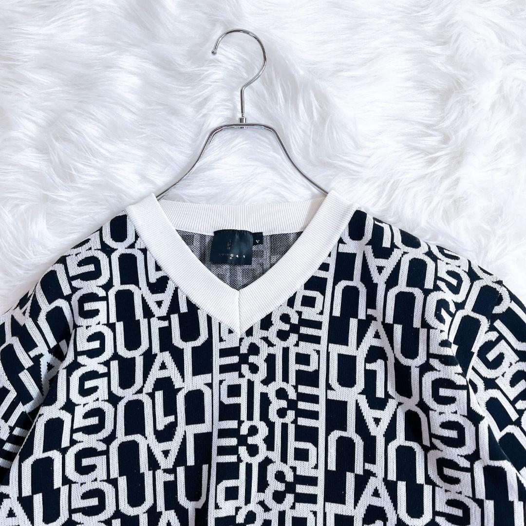 1piu1uguale3 GOLF SNEED JACK ロゴ総柄Vネックニット