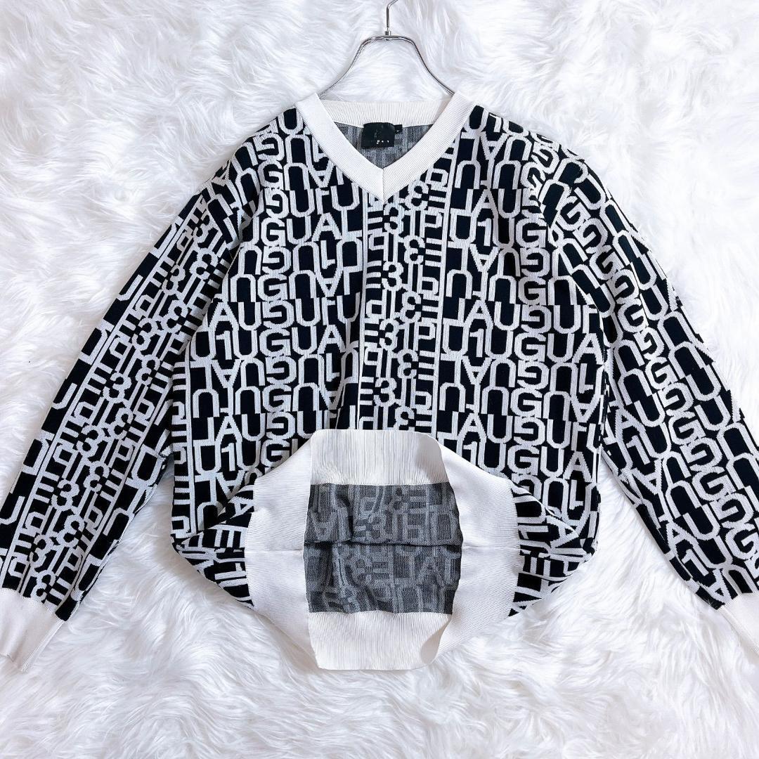 1piu1uguale3 GOLF SNEED JACK ロゴ総柄Vネックニット