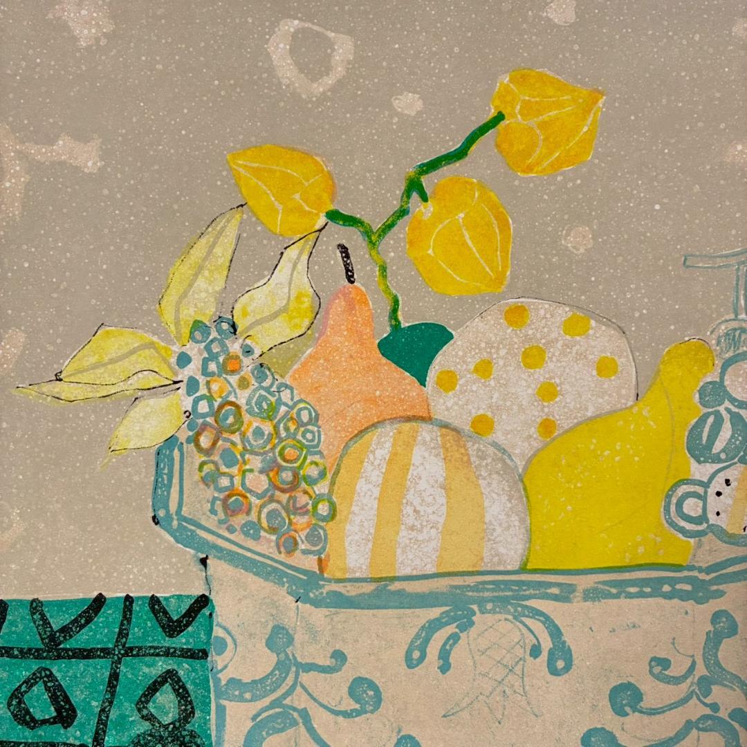 美品 ポール・アイズピリ「果物のある静物」リトグラフ 直筆サイン入 額縁入り