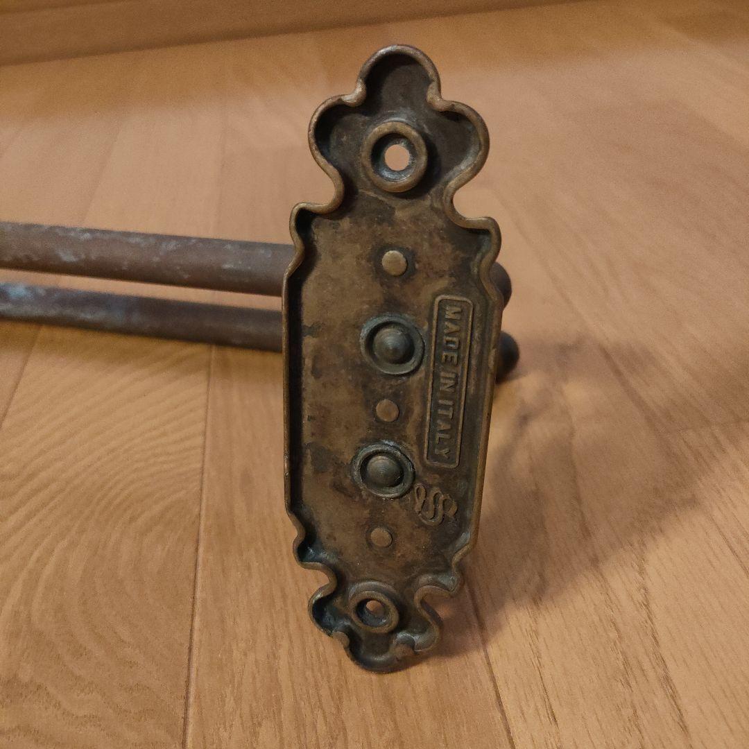 アンティーク 真鍮製 ダブルタオルバー 2連タオル掛 クラシック イタリア製 ②