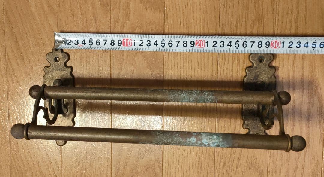 アンティーク 真鍮製 ダブルタオルバー 2連タオル掛 クラシック イタリア製 ②