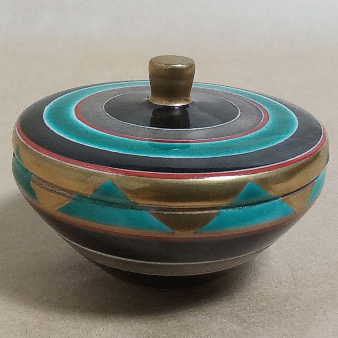 香合　色絵　独楽　平安桃山