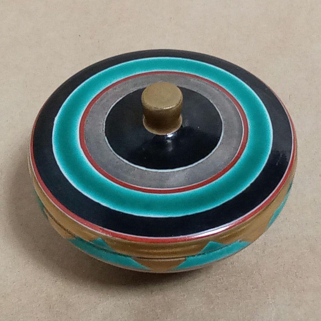 香合　色絵　独楽　平安桃山