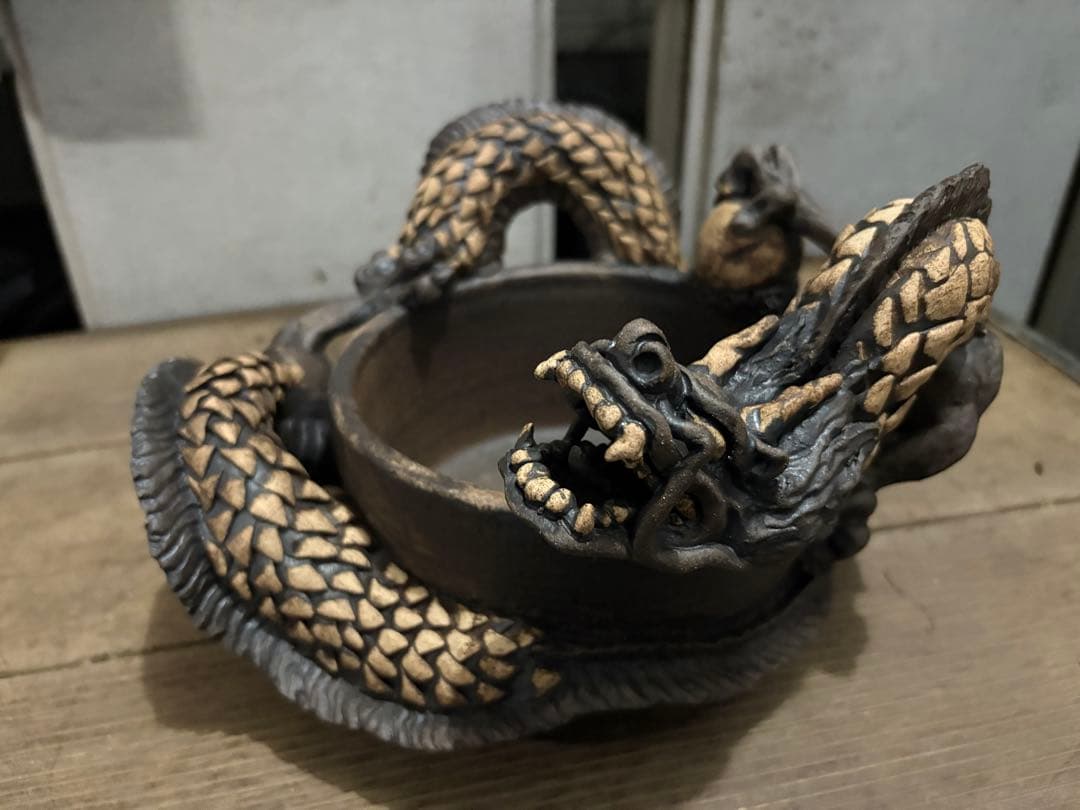 龍　盆栽鉢　彫刻 陶芸　作家鉢　芸術品　入手困難