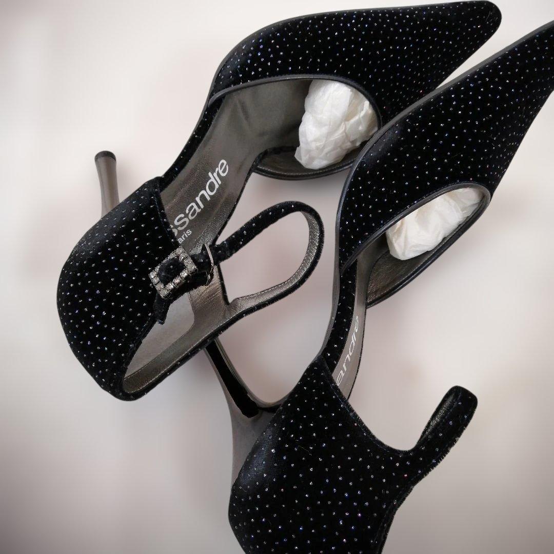 美品 社交ダンス ベロア パンプス シューズ パーティー ヒール 6052