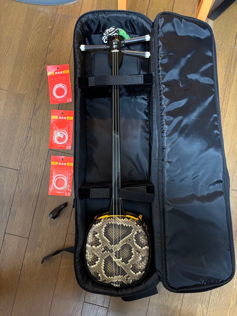 三線 本体 ヘビ革風デザイン