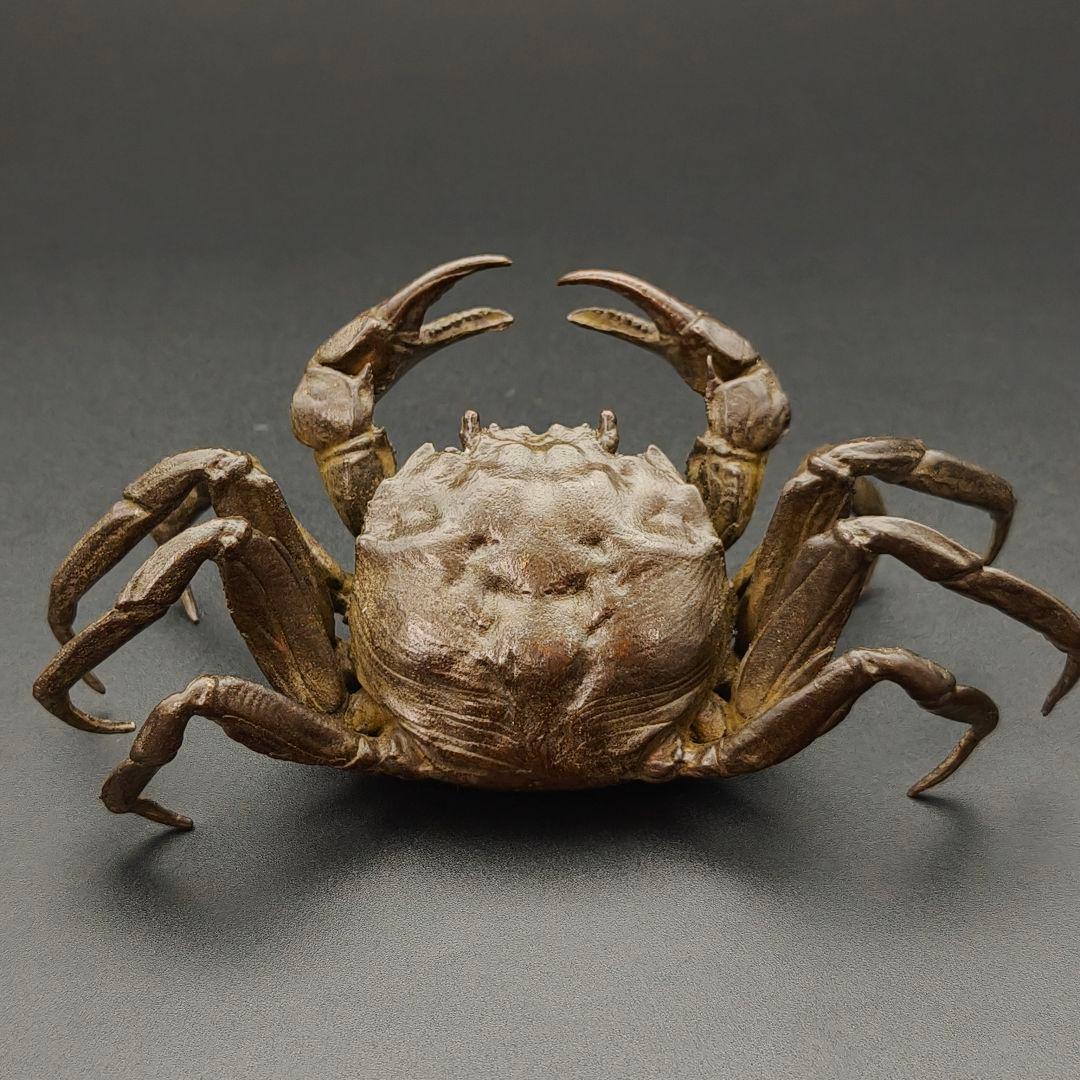 ト*ン様 年末セール　銅製置物　蟹　カニ　茶道具　雨宮宗作　刻印あり　金工品　美