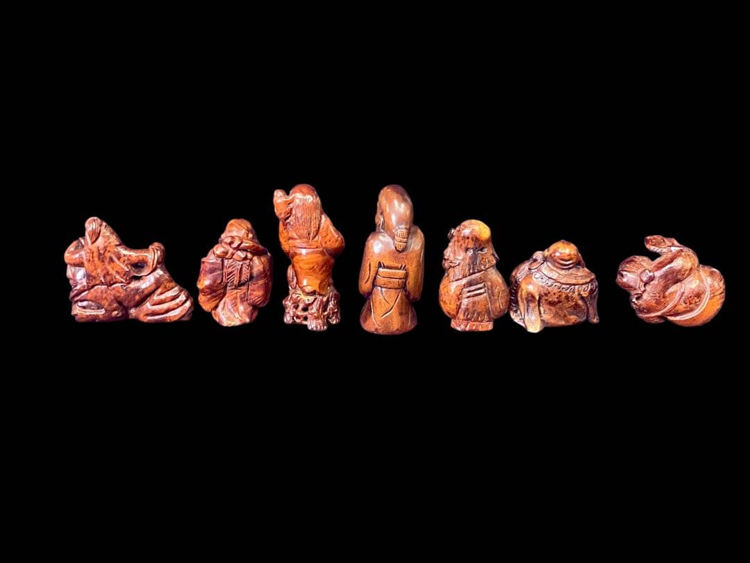 根付　七福神　提げ物　彫刻　骨董　時代