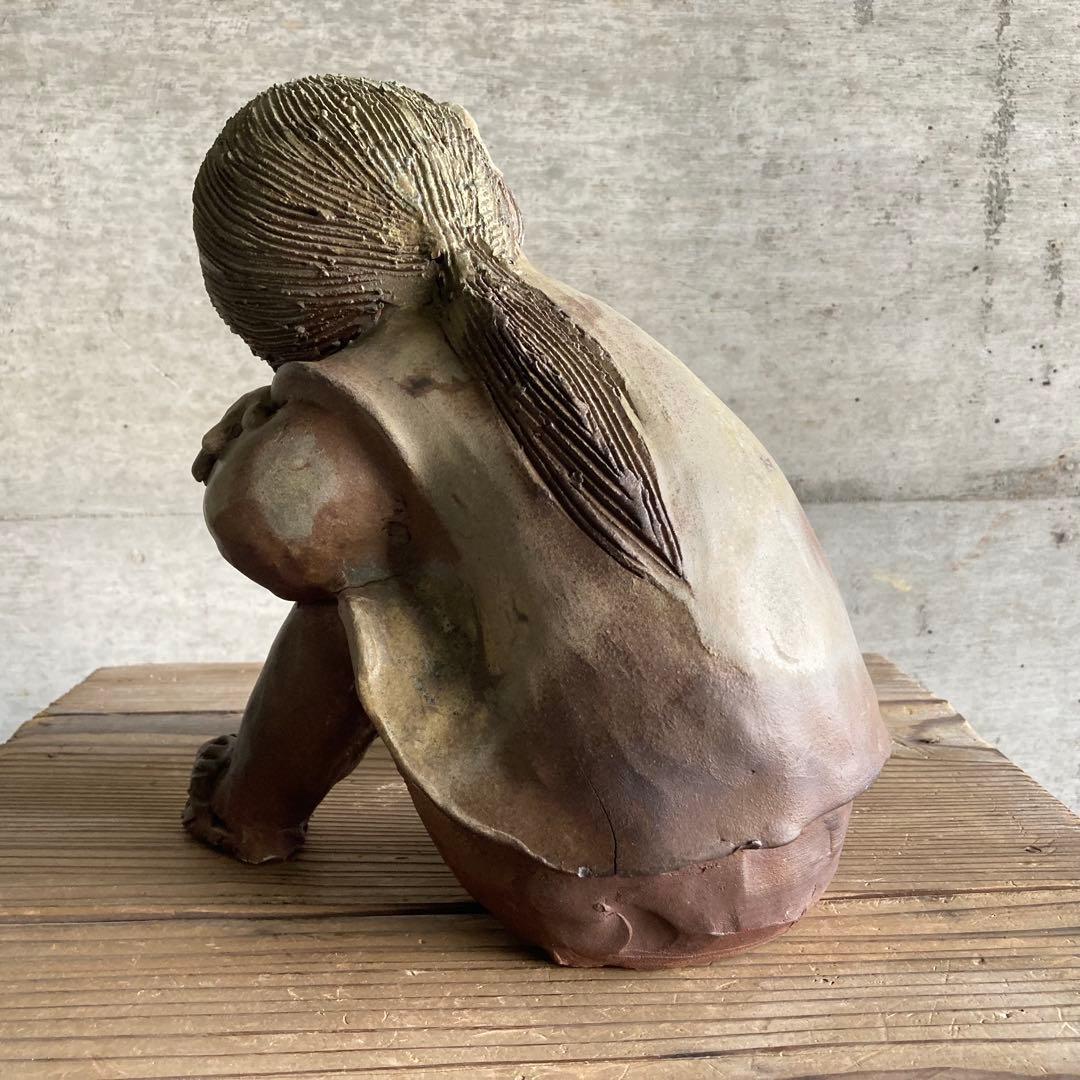 童子 子供 わらべ 像 陶器 陶芸 彫刻 置物 工芸品 和風 オブジェ レトロ