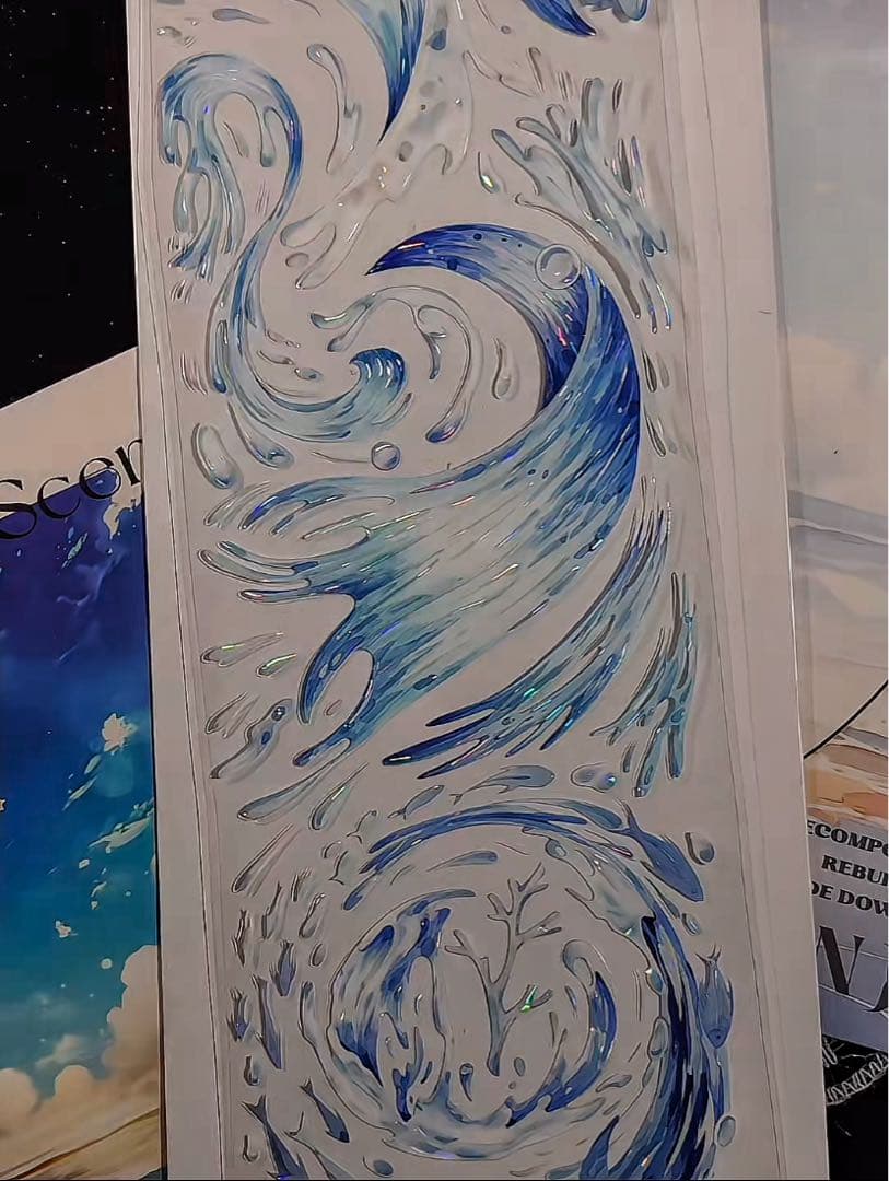 【8575】海外　マステ　3/5/巻売り　貝殻光マスキングテープ　海　波