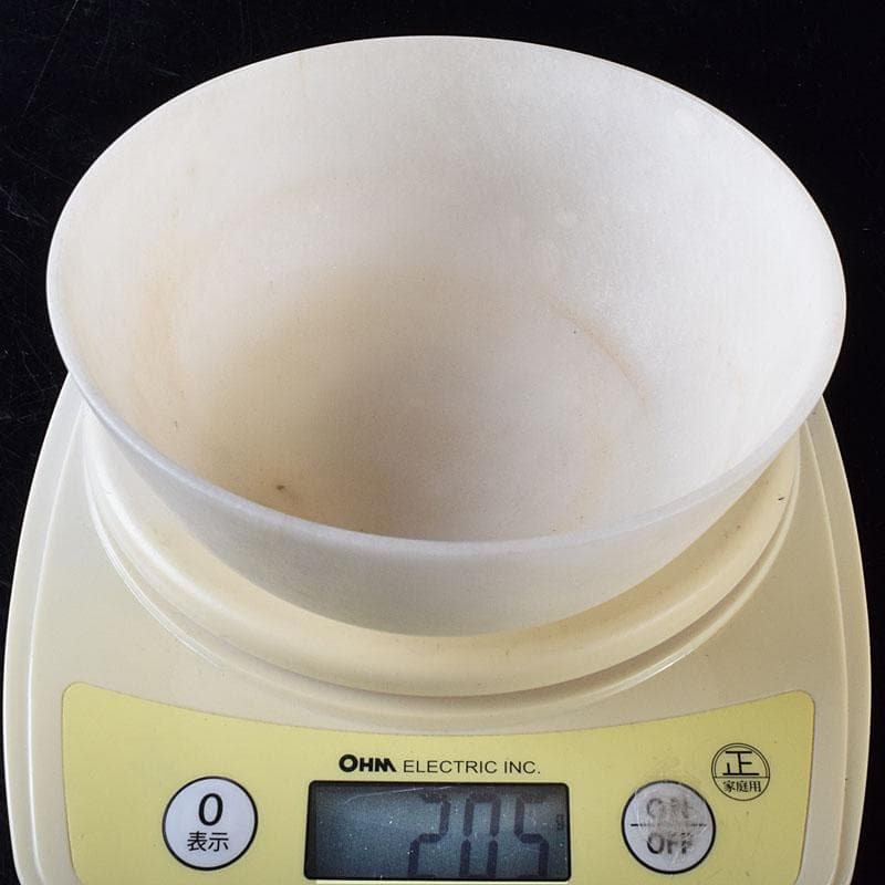 中国　玉石白玉彫刻　茶碗　C　R8268