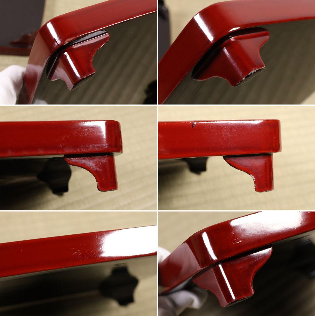 木製漆器 竹鶏蒔絵 吸物膳 五客 溜塗 黒塗 足付 四方膳 茶懐石 CM386