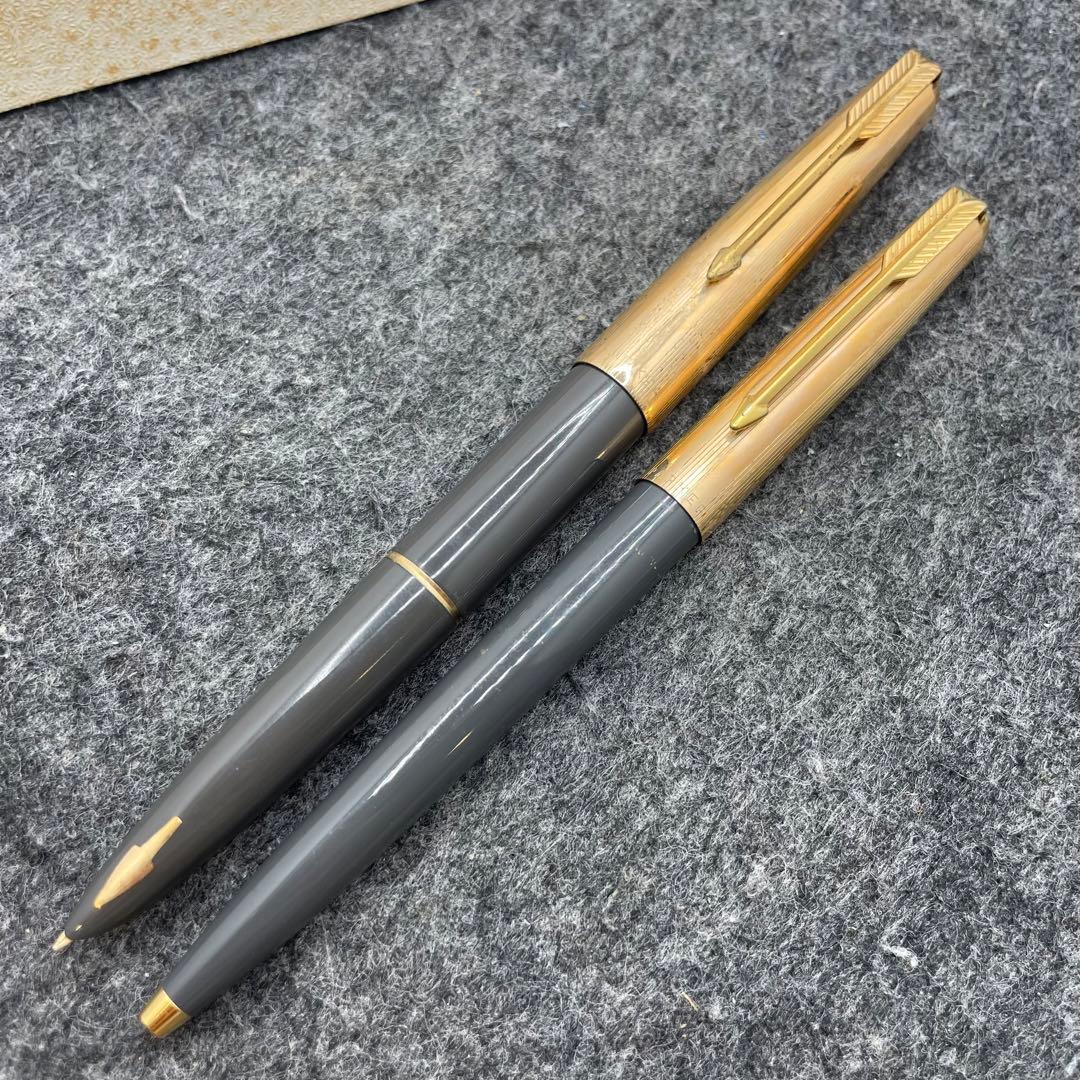PE963□2本セット パーカー61 万年筆 ボールペン 金張りキャップ レア