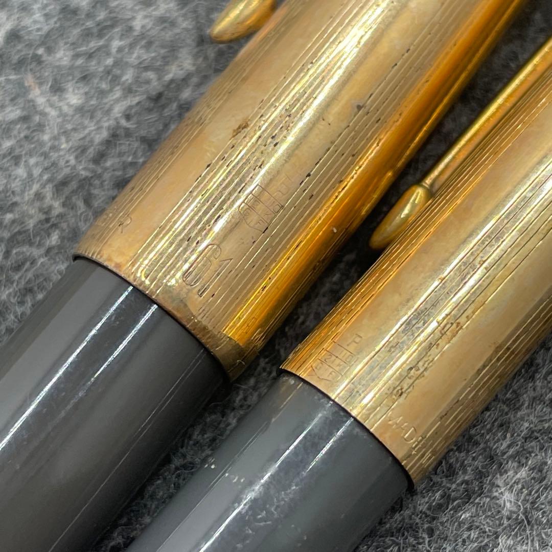 PE963□2本セット パーカー61 万年筆 ボールペン 金張りキャップ レア