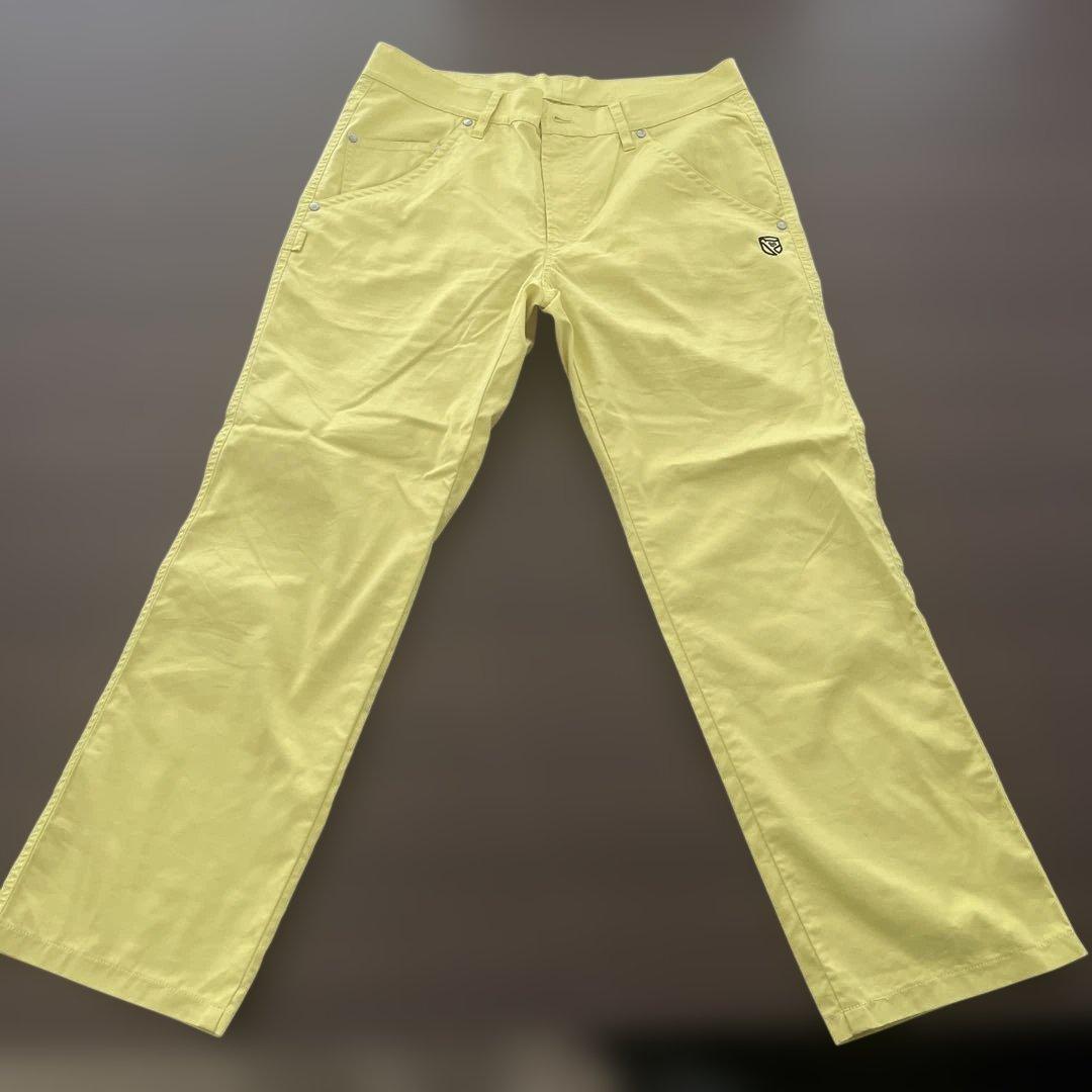 PG 刺繍ロゴ イエロー ゴルフパンツ　サイズ7