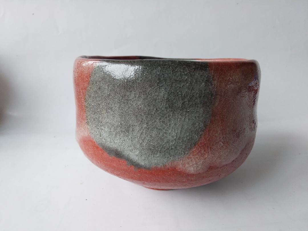 松雲窯 泉喜仙 作 赤茶碗 赤楽 大樋焼 共箱 共布 栞 茶道具 抹茶碗 美品