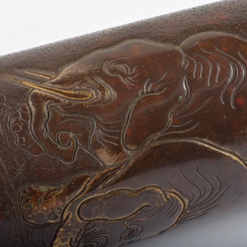 中国　古銅　刻象文　酒燗器　ちろり　酒瓶　M　R4707