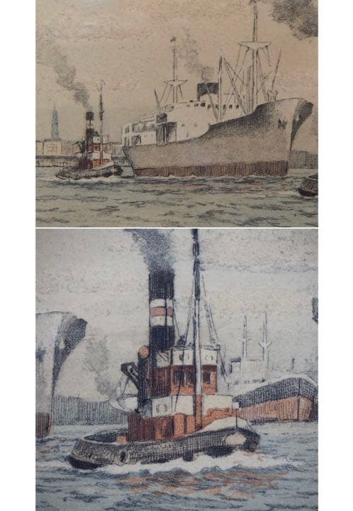 送料無料 19世紀末～20世紀初　銅板画　直筆サイン