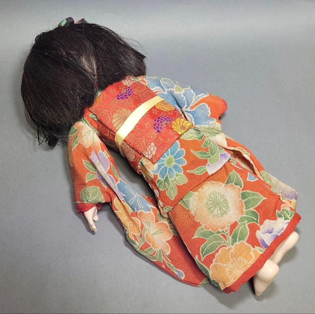 【市松人形　國光作】リボンの女の子　ガラスケース入　宅急便発送