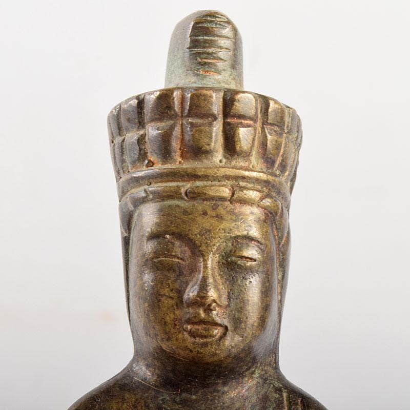 仏教美術　古銅鍍金　観音坐像　仏像　壁掛　時代箱付　D　R4885