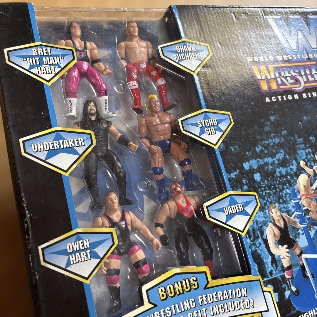 フィギュア用プロレスリング（ゴング付き）＋WWFレスラーフィギュア