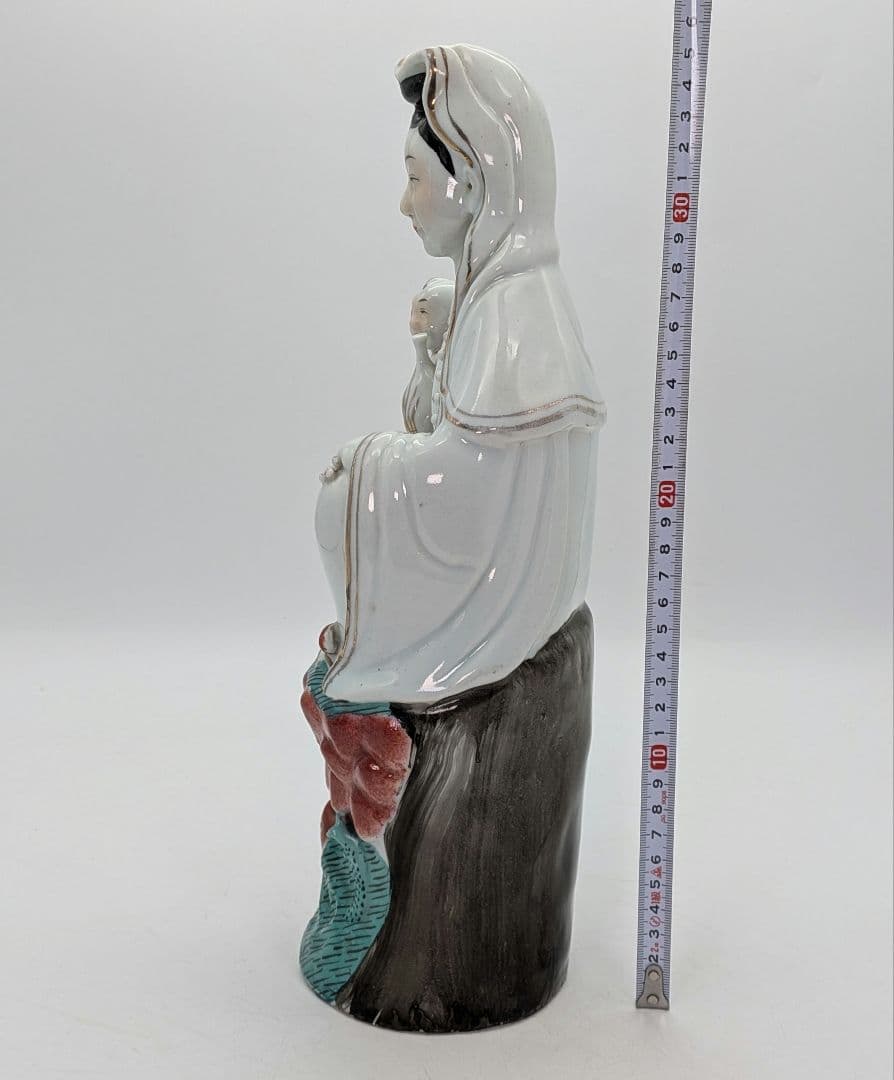 中国九江人形 子安観音菩薩像 観世音菩薩 龍上観音 仏教 仏像 景徳鎮