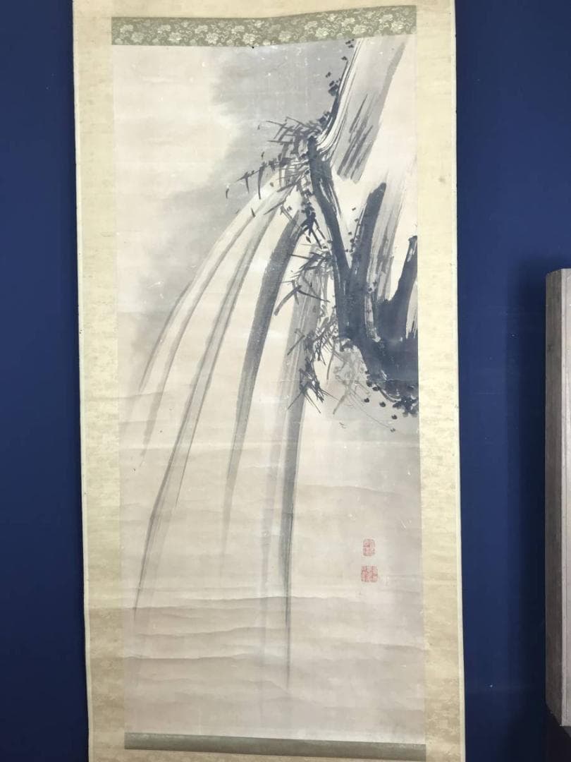 【真作】曽我徳輝/滝図/山水図/掛軸/名家伝来/AB-887
