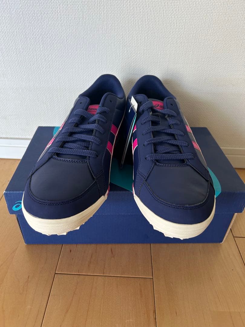 asics ゴルフシューズ　スパイクレス　ネイビー