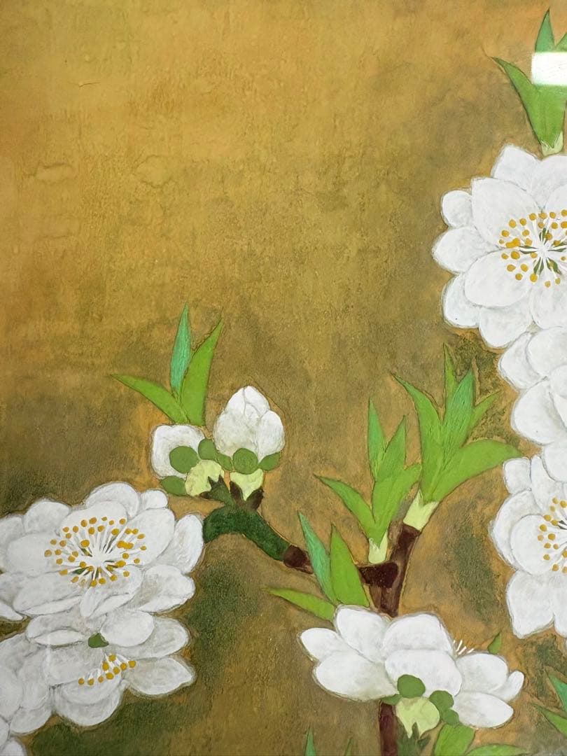 「春光」　土肥武雄　絵画　日本画　鳥　花