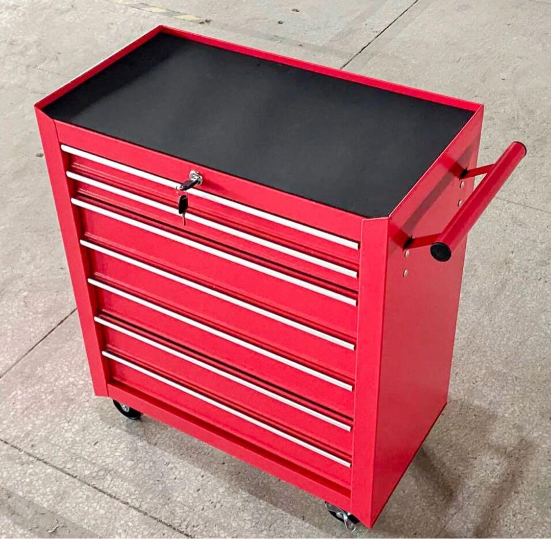 7段ツールボックス 高強度の鋼鉄製！ローラーキャビネット 重い工具も安心収納