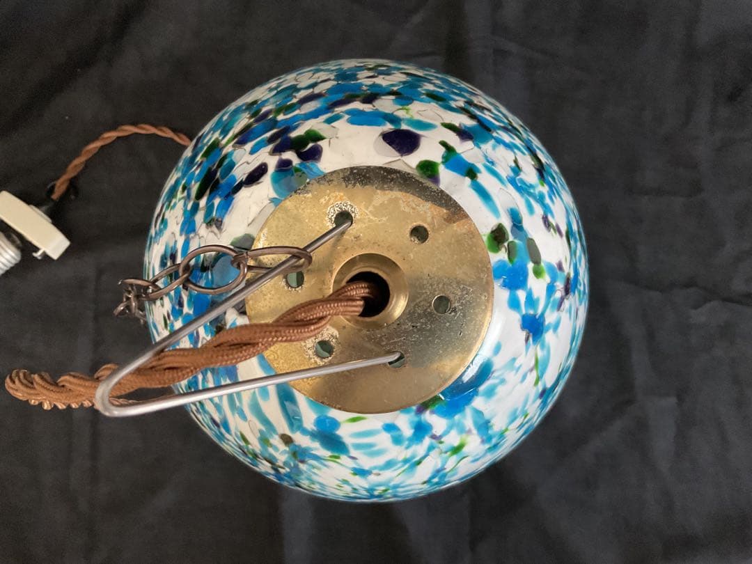 1960年代ヤマギワ・オリジナル「エッグ型ペンダントランプ」スターダストブルー