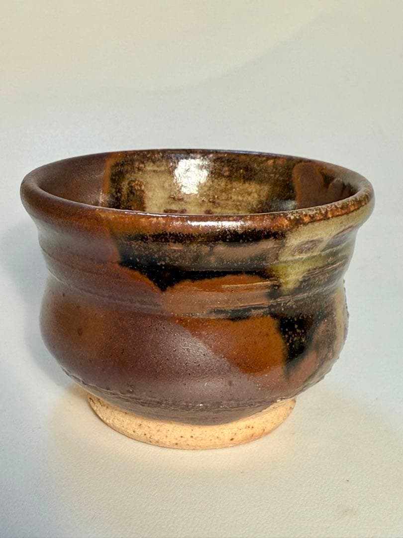 河本五郎　灰釉ぐい呑　共箱、共布、栞