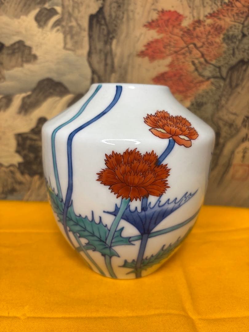 今泉今佑衛門 花瓶　錦芥子花瓶 箱付A1