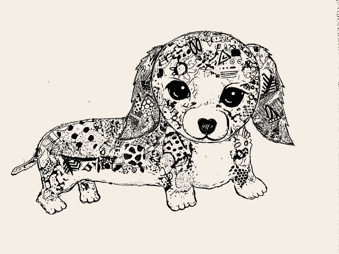 ご依頼参考作品の下図　ダックスフント