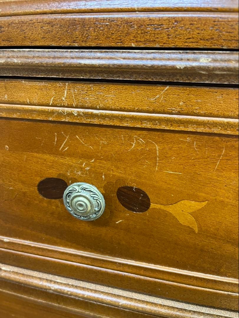 アンティーク家具 木製 イタリア 象嵌 電話台 サイドテーブル チェスト