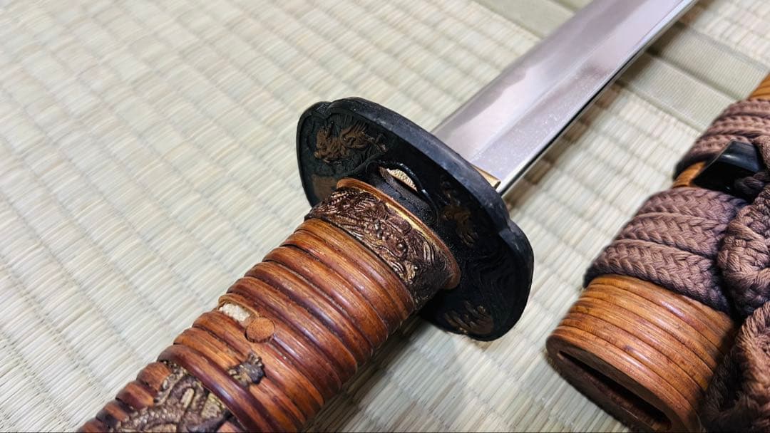 模造刀 大小 2振りセット 藤巻 鍔付き雲龍拵 笄付き 250519-4
