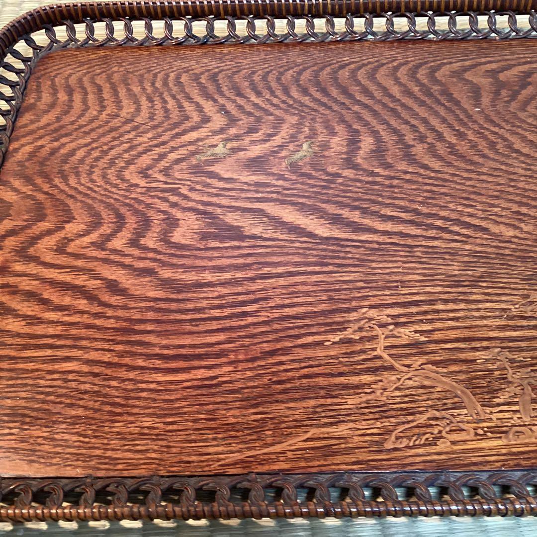 煎茶盆　③ 編み込み縁取り四方盆